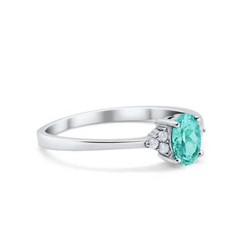 Oval Cut Wedding Ring Simulated Paraiba Tourmaline CZ 925 Sterling Silver